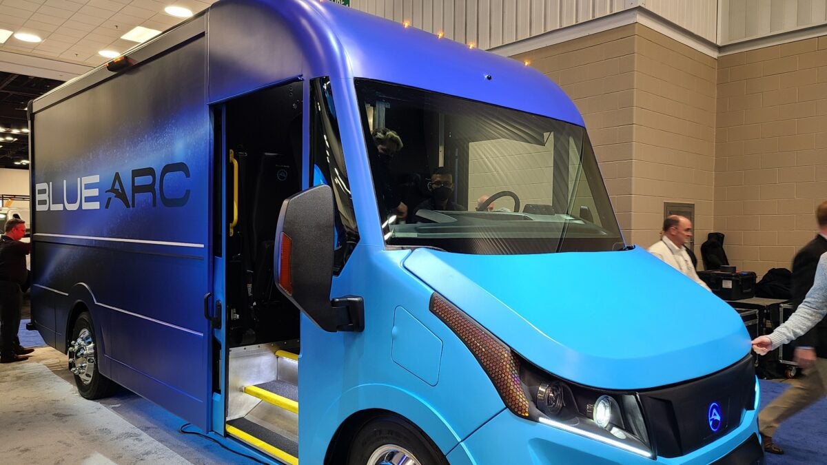 The Blue arc electric delivery van on display at the Work Truck Show.