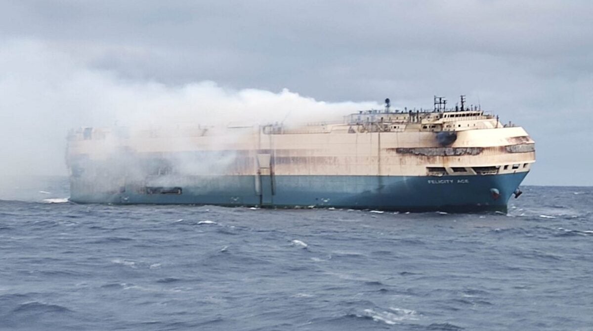 Car carrier Felicity Ace on fire