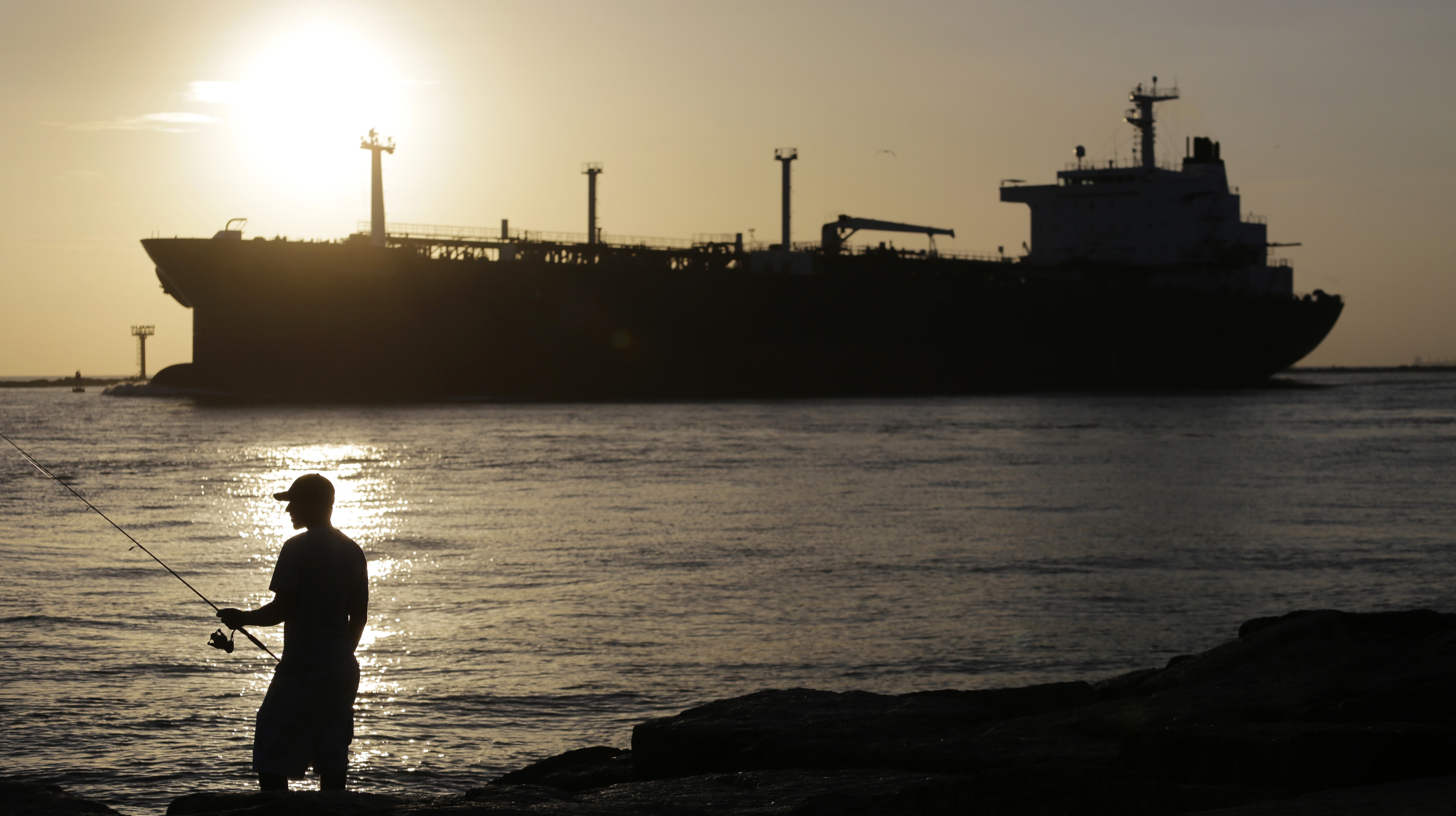 A photo of a tanker off Texas. US exports of crude, diesel and gasoline are rising