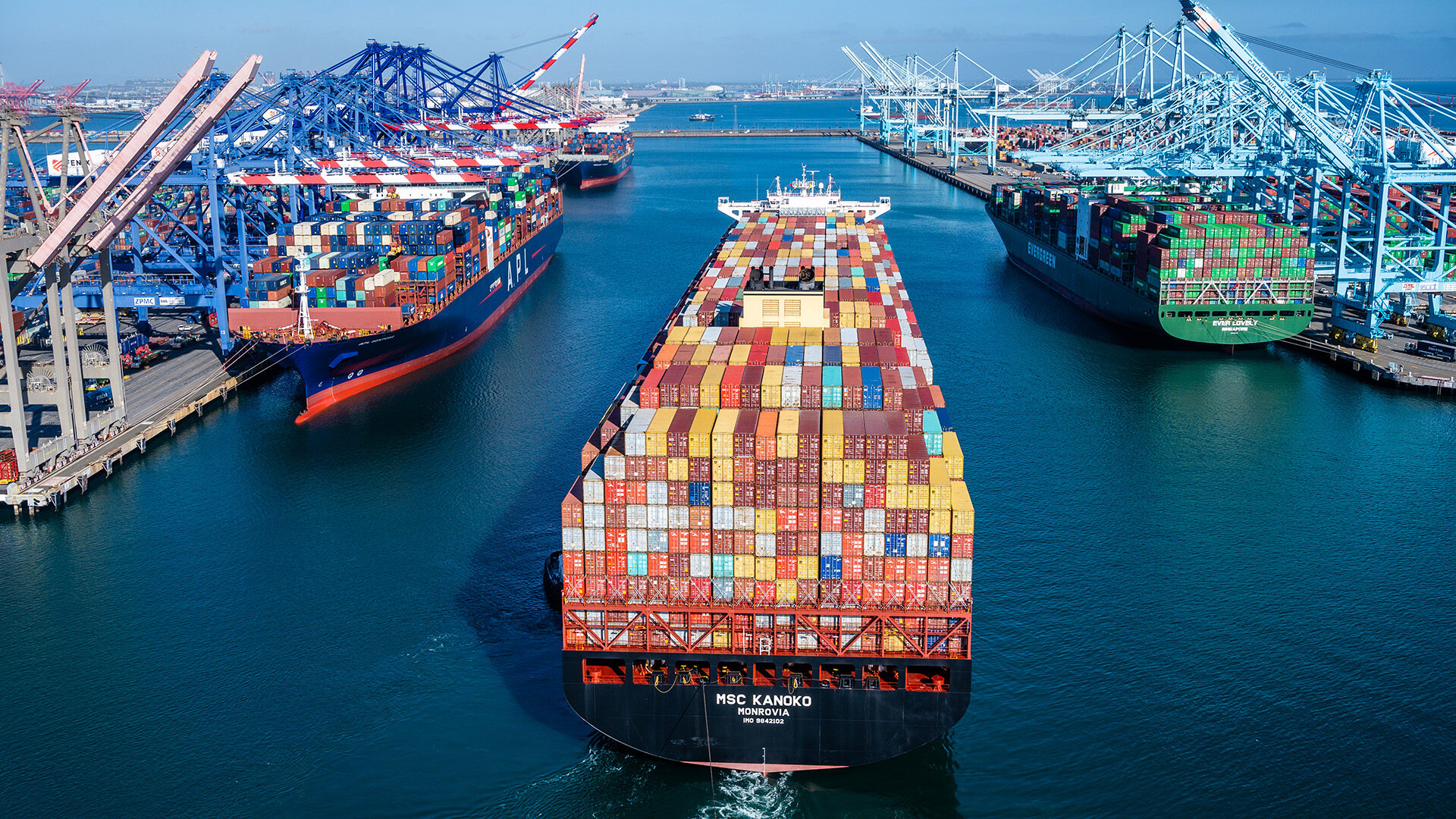 Aerial view of Port of Los Angeles Pier 300