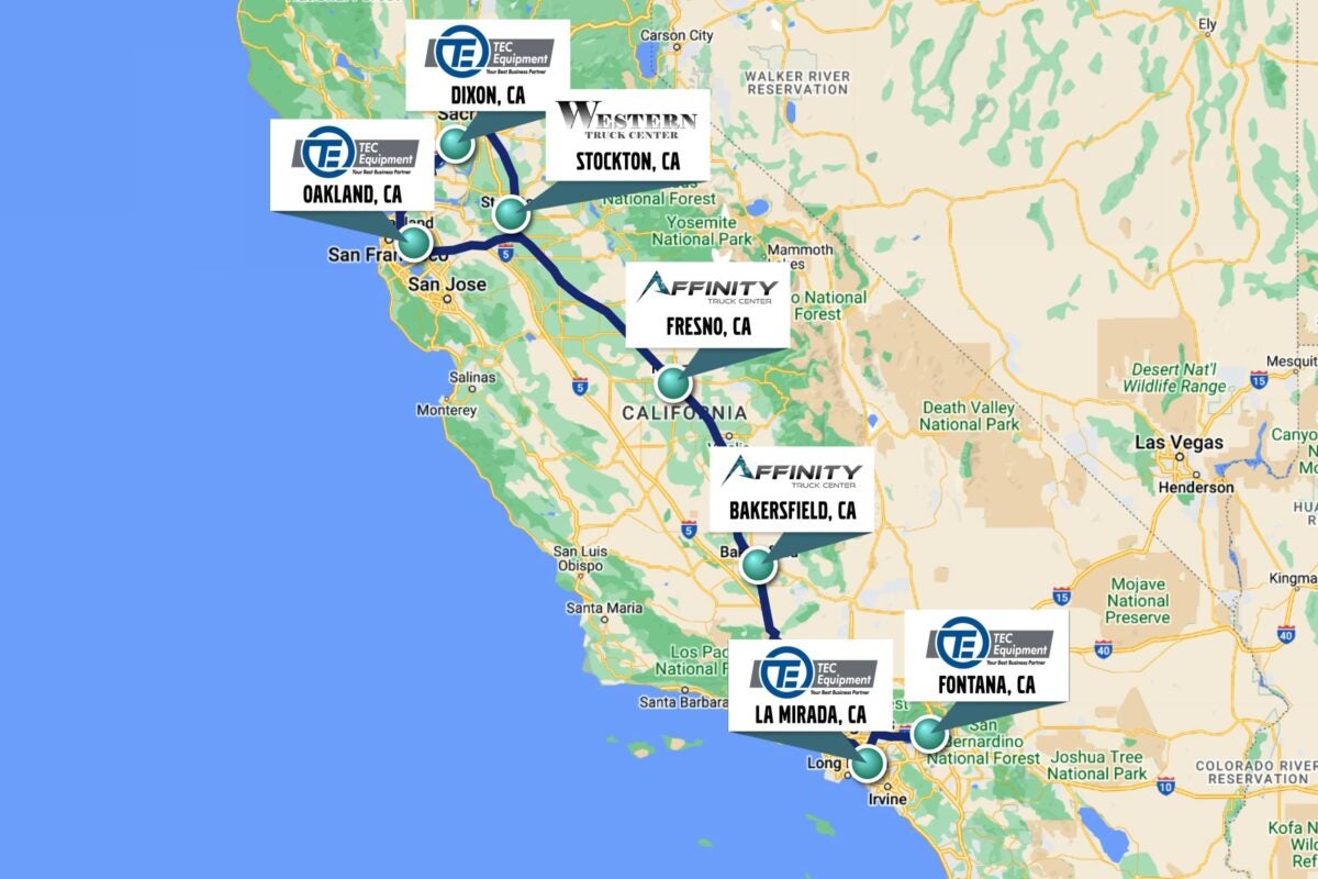 Volvo map of planned electric charging stations