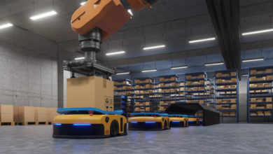 robot moving items in warehouse