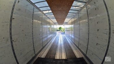 Fisheye view of the inside of a trailer