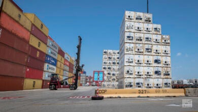 Refrigerated containers at a port