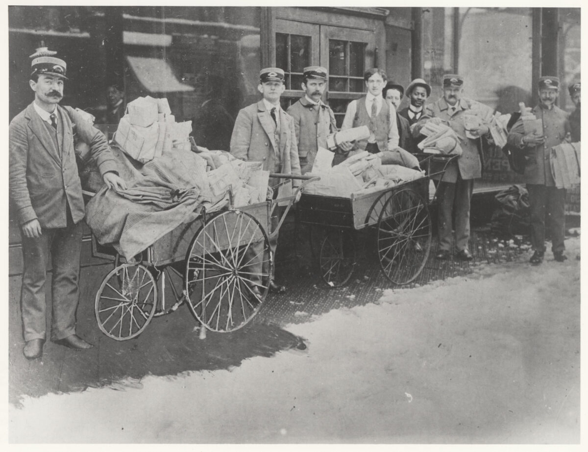 vintage photo handing over mail UPSPS 1885