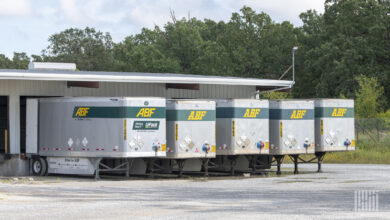 ABF pup trailers at a terminal